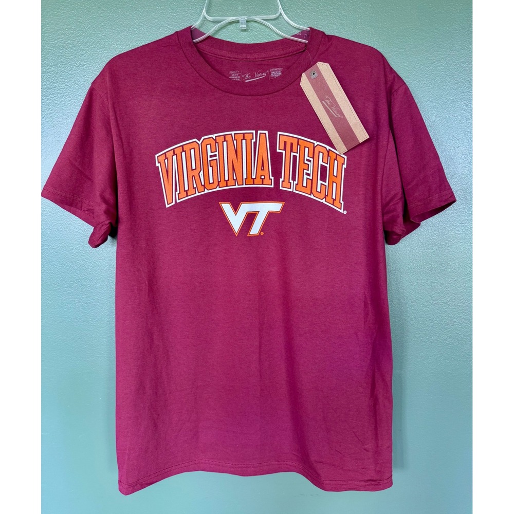 The Victory Virginia Tech Hokies T-Shirt Maroon Cotton Graphic Tee Womens Medium